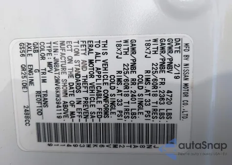 2019 Nissan Rogue Sv из США, поврежденный, VIN JN8AT2MV6KW394119